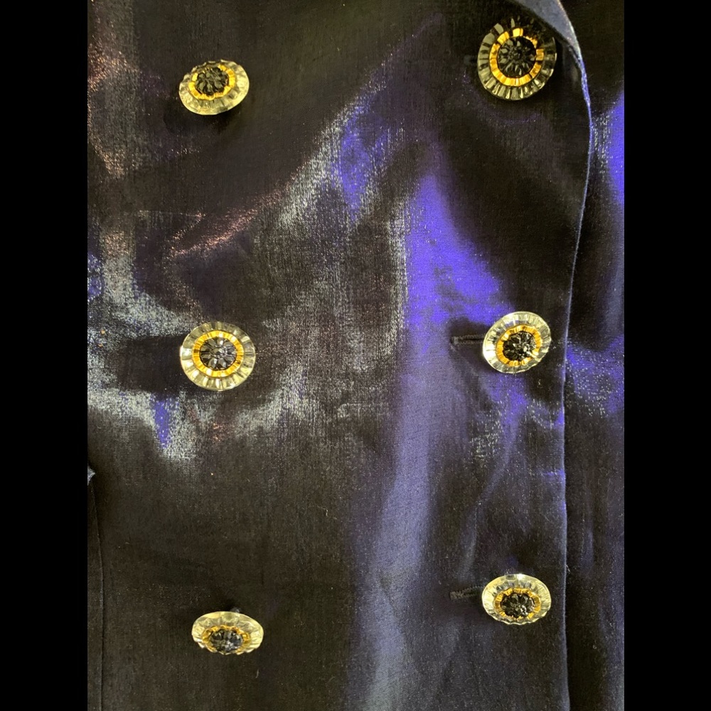 VTG Positive Attitude Size 14P Purplish/Black Iridescent Double Breasted Blazer - Picture 7 of 8